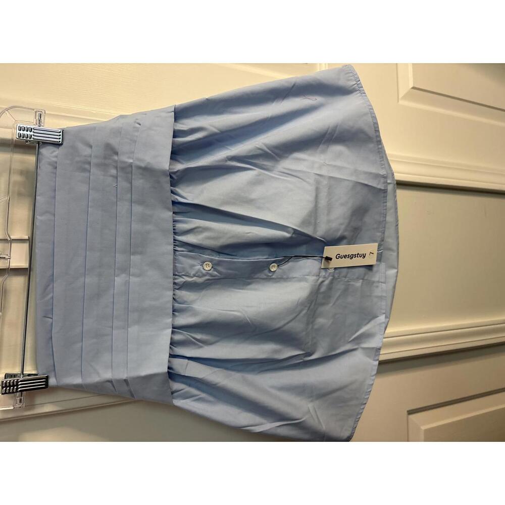 Light Blue Strapless Pleated top Size L 492